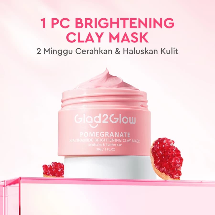 Glad2Glow Pomegranate Niacinamide Brightening Clay Mask