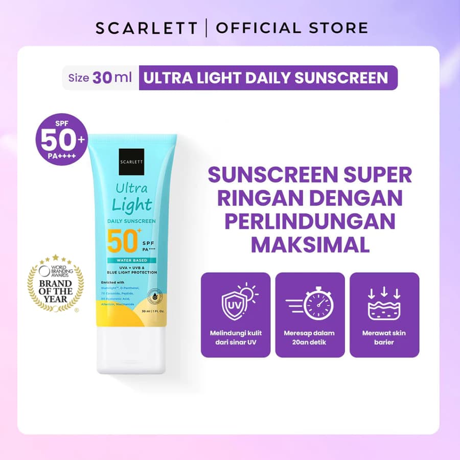 Scarlett Whitening Ultra Light Daily Sunscreen SPF 50+ PA++++ 30ml