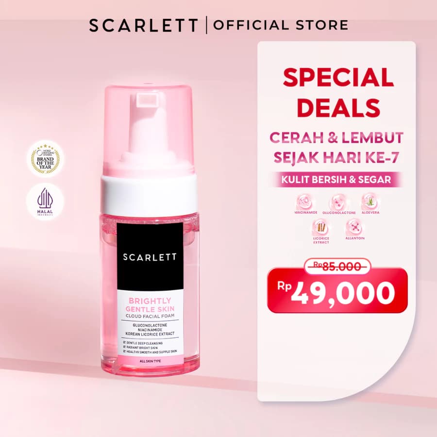 Scarlett Whitening Brightly Gentle Skin Cloud Facial Foam 105ml