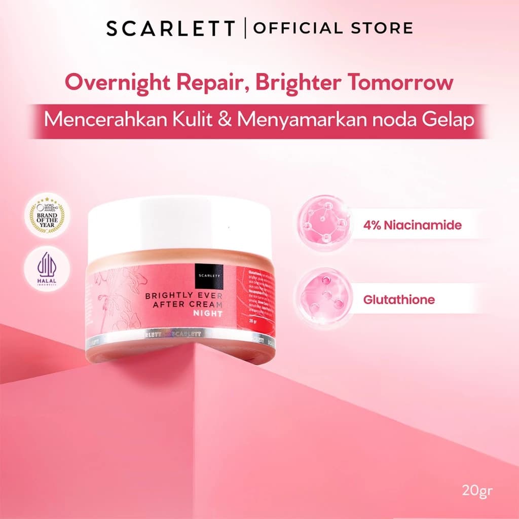 Scarlett Whitening Brightly Ever After Night Cream 20g