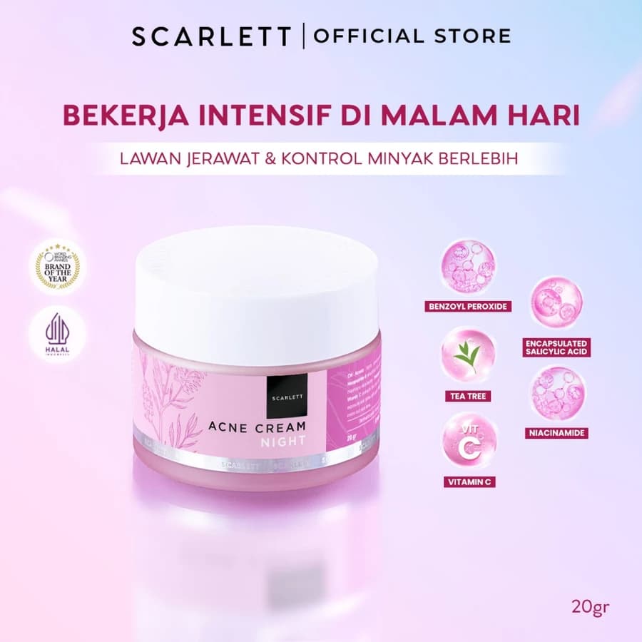 Scarlett Whitening Acne Night Cream 20g