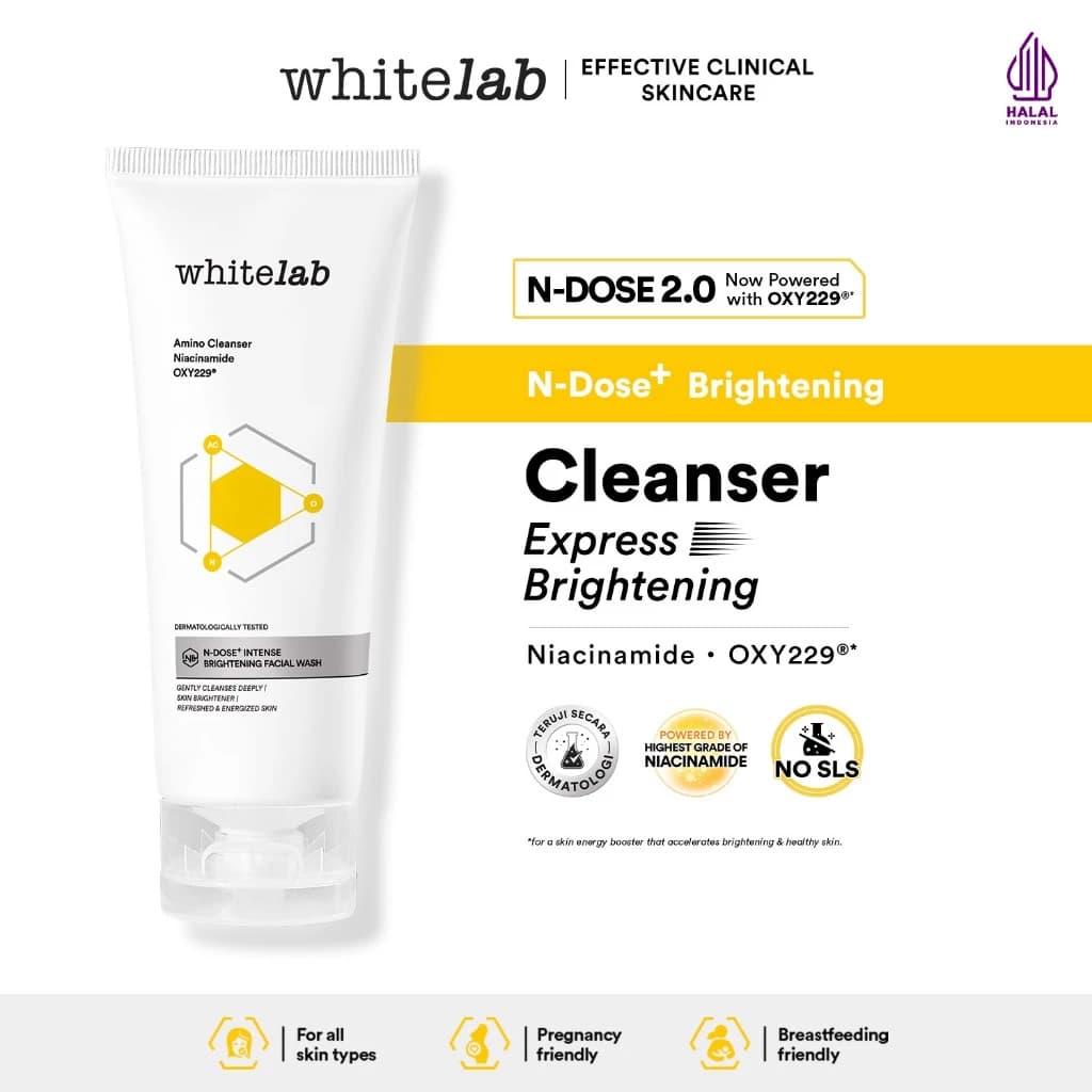 Whitelab Facial Wash Brightening N-Dose+ 2.0 dengan Amino Cleanser 100g