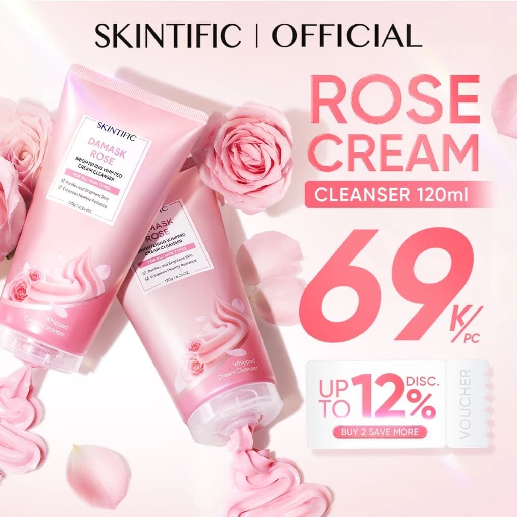 SKINTIFIC Damask Rose Brightening Whipped Cream Cleanser 120g