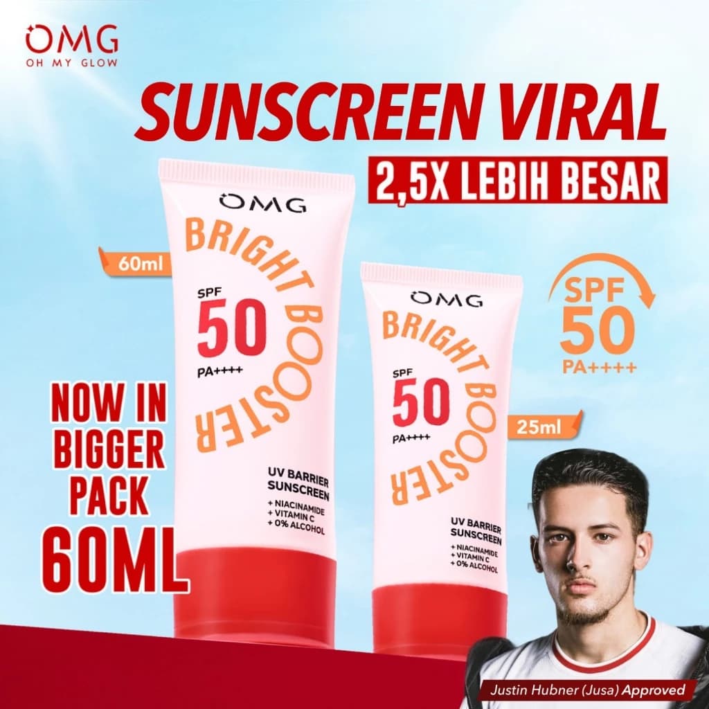 OMG Oh My Glow Bright Booster UV Barrier Sunscreen SPF 50 PA++++ 25ml