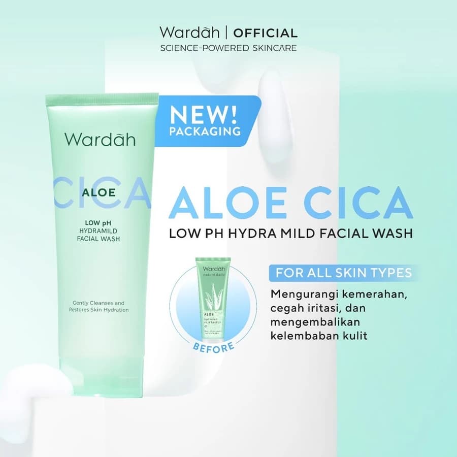 Wardah Cica Aloe Low pH Hydramild Facial Wash Nature Daily