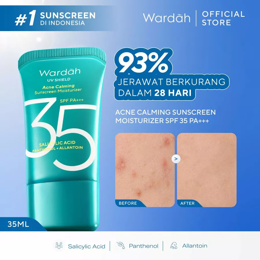 Wardah UV Shield Acne Calming Sunscreen Moisturizer SPF 35 PA+++
